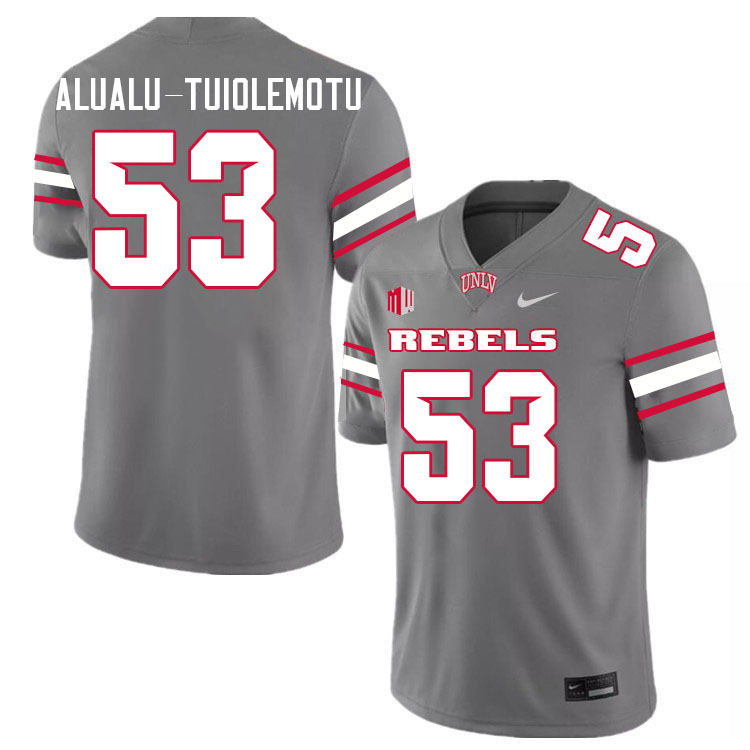 Men #53 Blesyng Alualu-Tuiolemotu UNLV Rebels College Football Jerseys Stitched-Grey